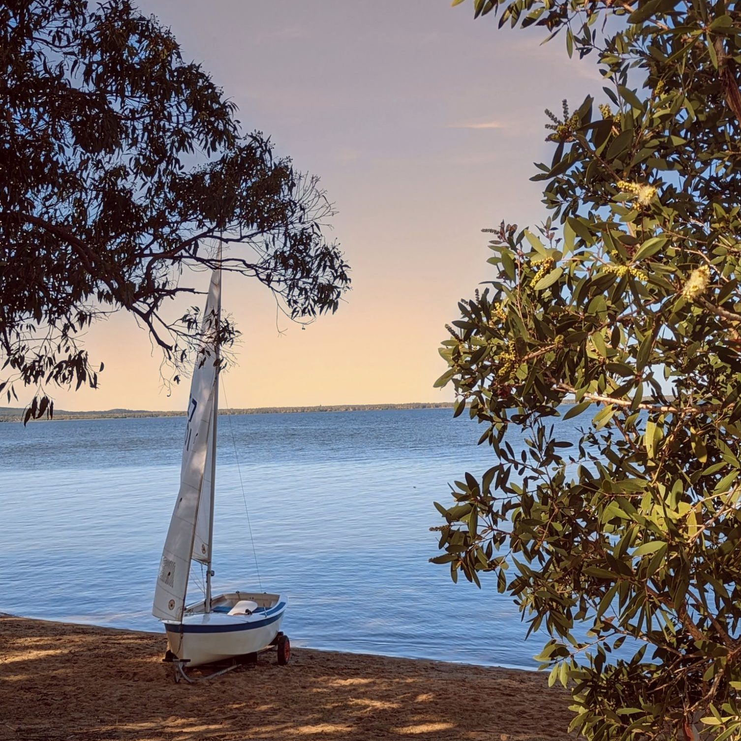 Sunset views with sailboat at Boreen Point