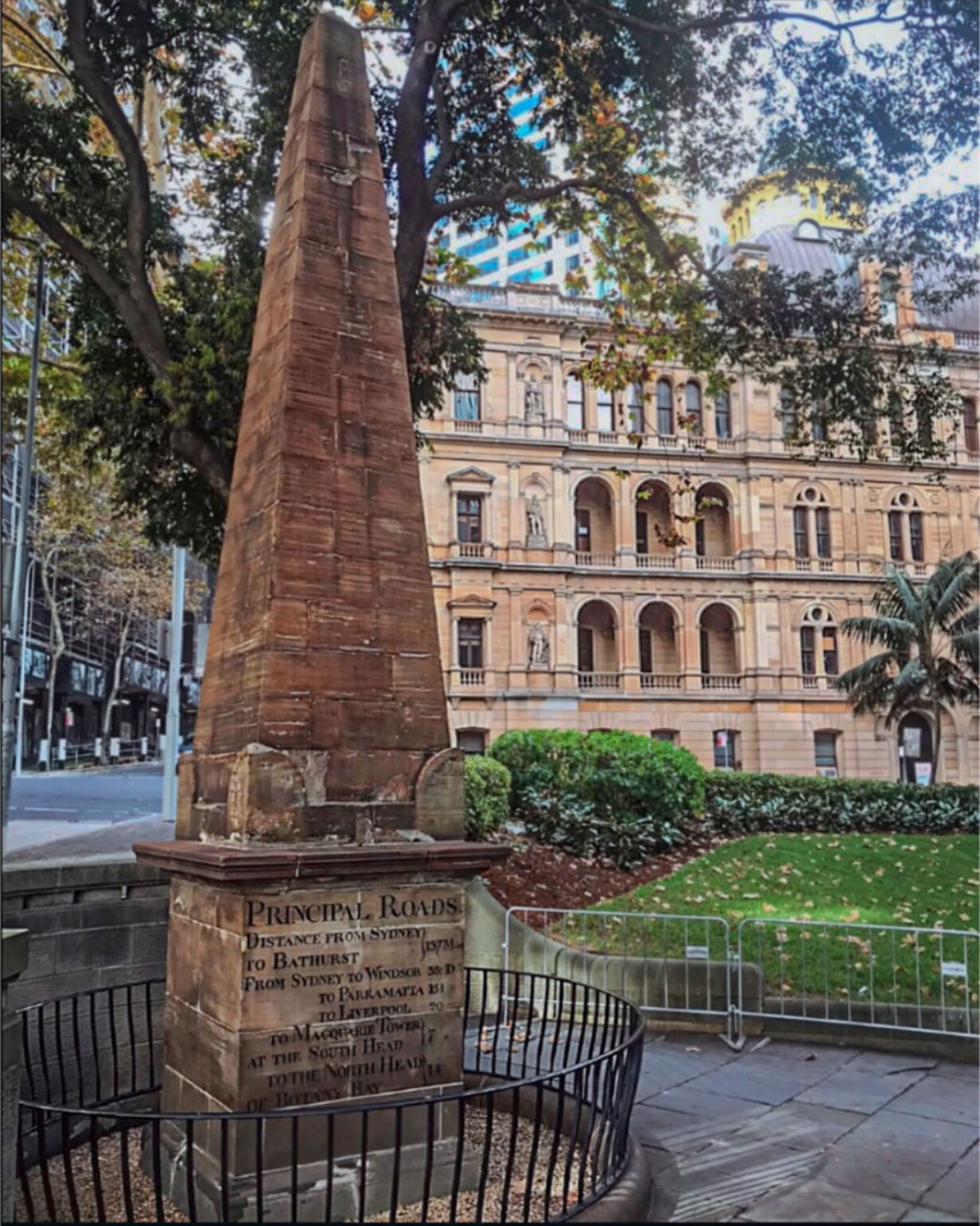 short sandstone obelisk from the 1800 in Sydney